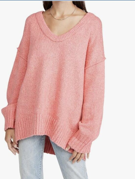 Free People Sweaters - Free People Women's Brookside Tunic Sweater in Pink Lightning Size Medium